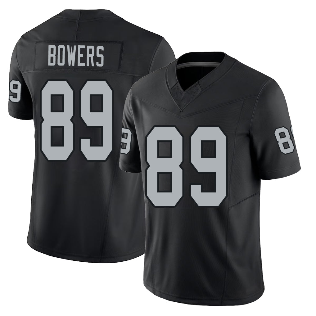 Las Vegas #89 Bowers Player Football V Neck Short Sleeve Balck Jersey Brock For Men Youth Women Gift