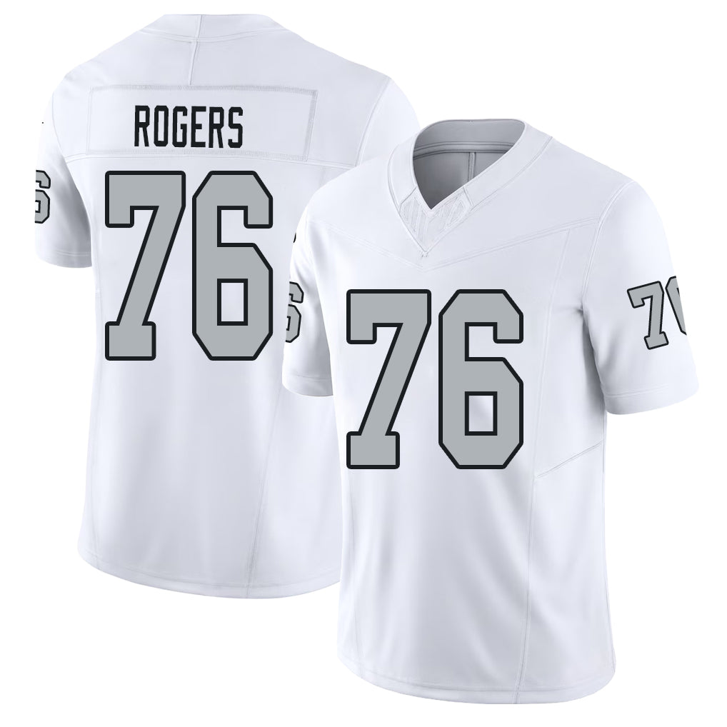 Las Vegas #76 Caleb Player Football V Neck Short Sleeve White Jersey Rogers For Men Youth Women Gift