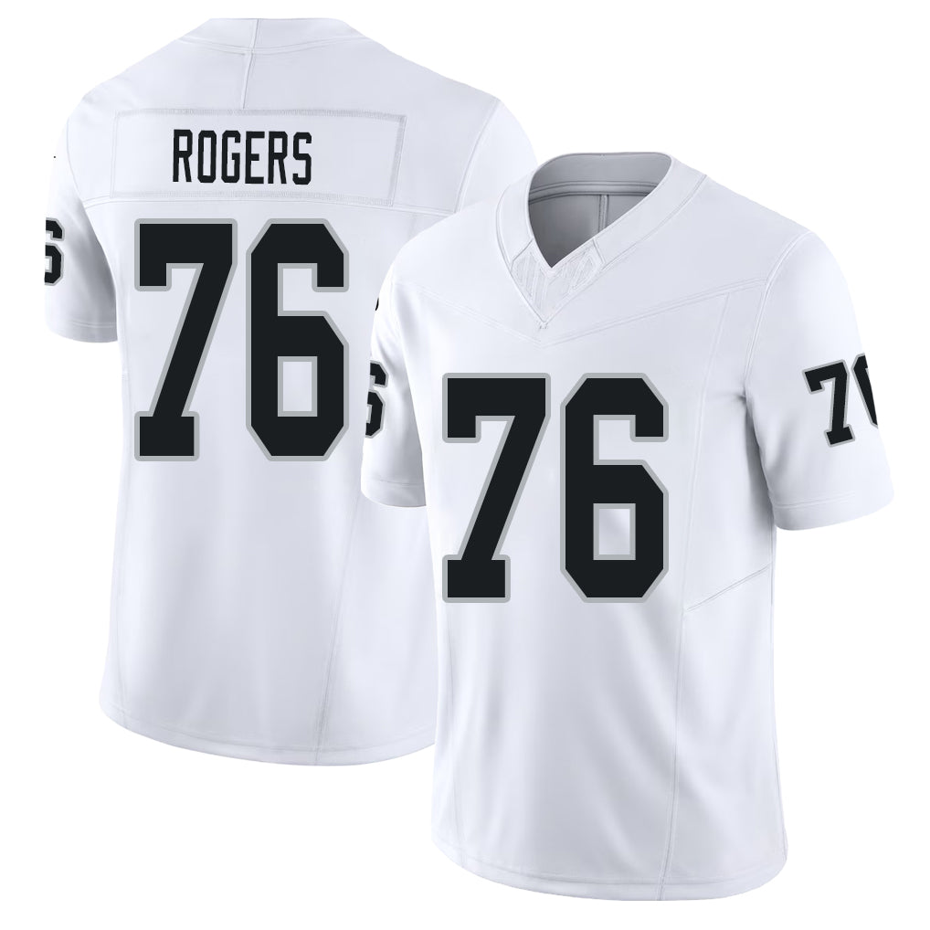Las Vegas #76 Rogers Player Football V Neck Short Sleeve White Jersey Caleb For Men Youth Women Gift