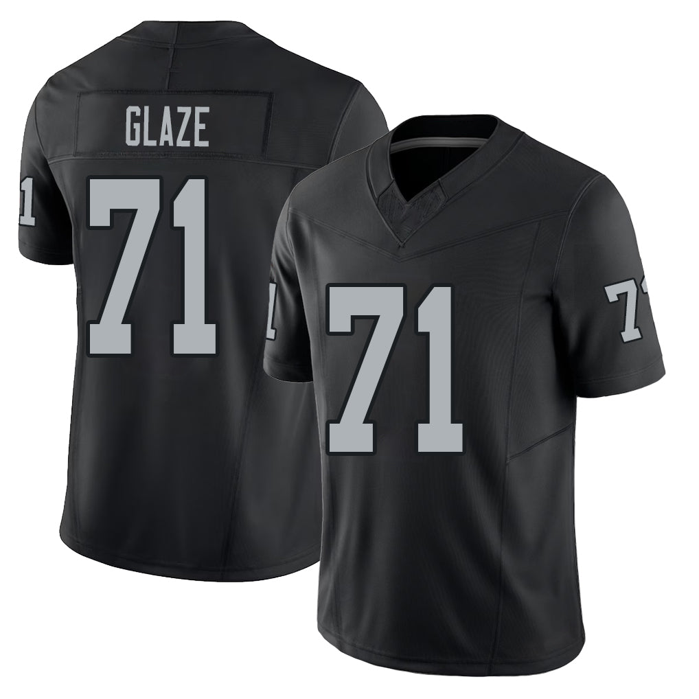 Las Vegas #71 Glaze Player Football V Neck Short Sleeve Balck Jersey DJ For Men Youth Women Gift