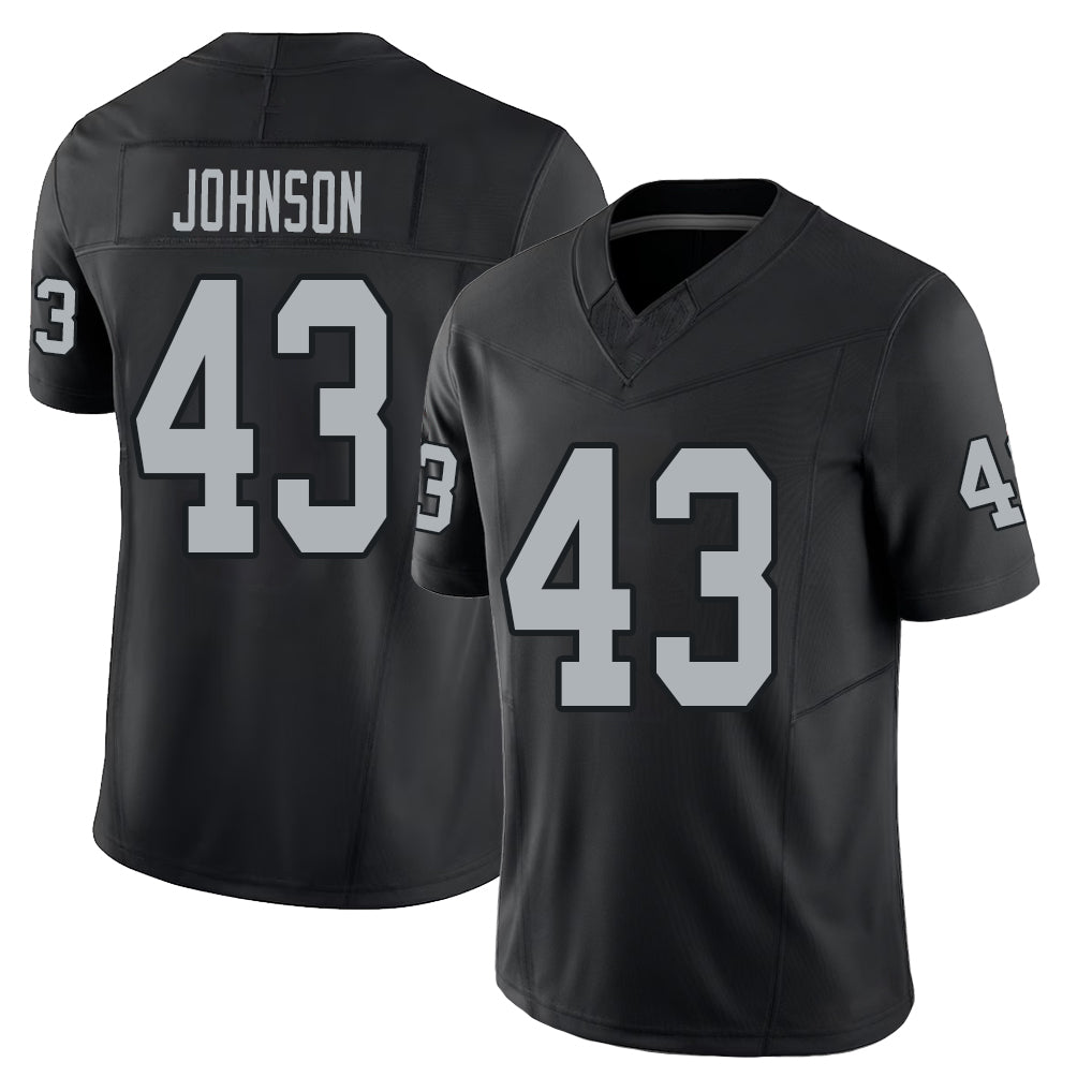 Las Vegas #43 Dalton Player Football V Neck Short Sleeve Balck Jersey Johnson For Men Youth Women Gift