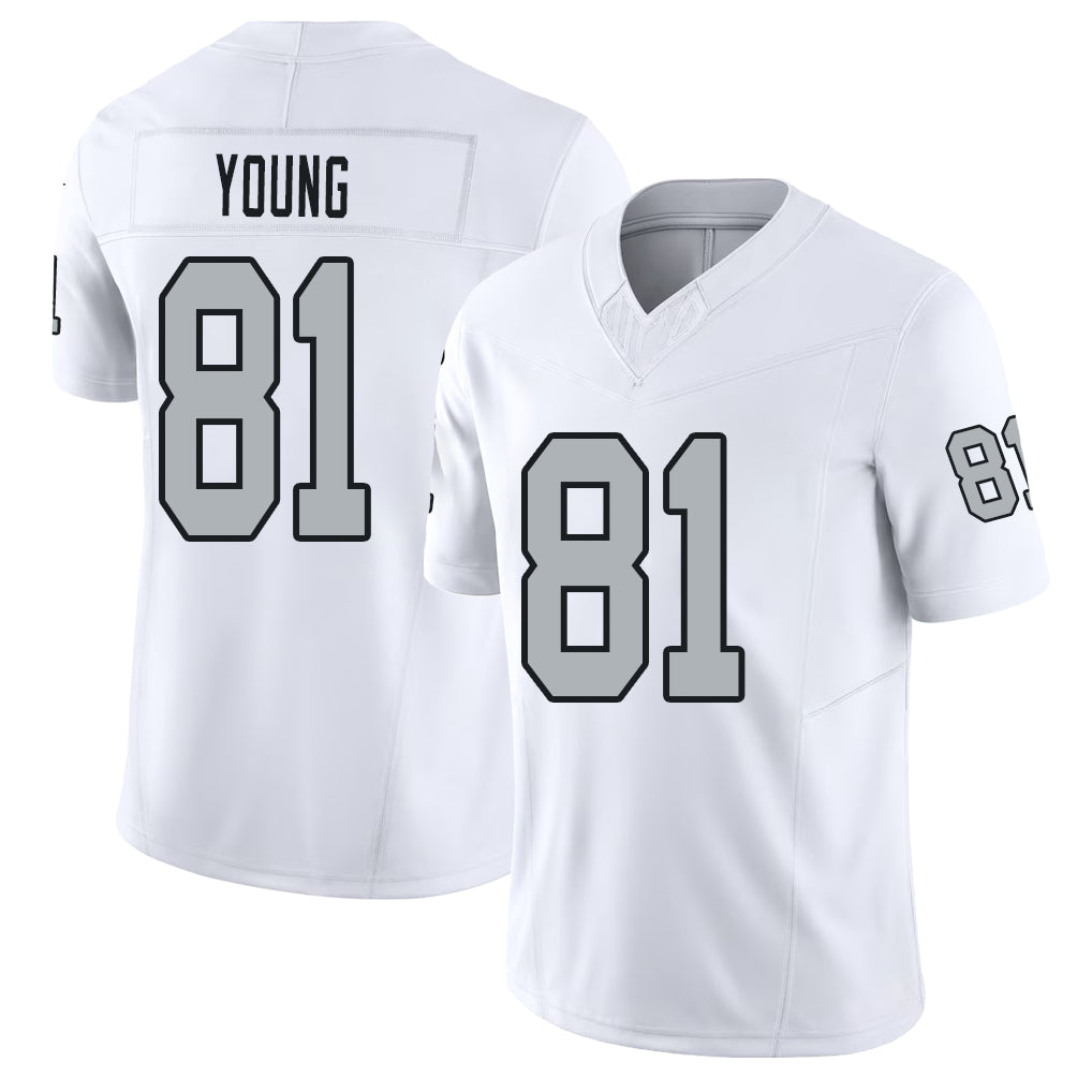 Las Vegas #81 Dareke Player Football V Neck Short Sleeve White Jersey Young For Men Youth Women Gift