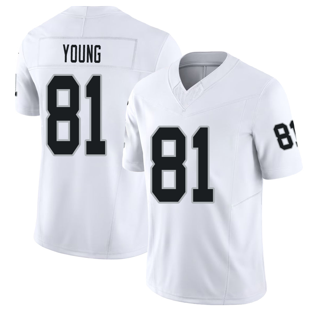 Las Vegas #81 Dareke Player Football V Neck Short Sleeve White Jersey Young For Men Youth Women Gift