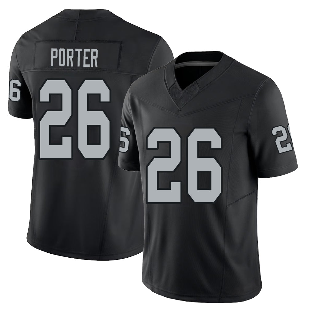 Las Vegas #26 Porter Player Football V Neck Short Sleeve Balck Jersey Darien For Men Youth Women Gift