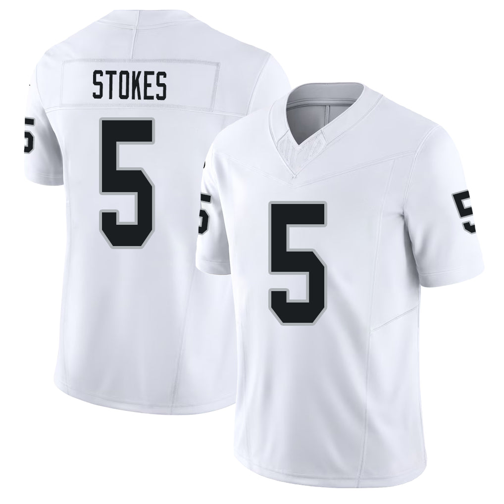 Las Vegas #5 Eric Player Football V Neck Short Sleeve White Jersey Stokes For Men Youth Women Gift