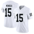 Las Vegas #15 Mendoza Player Football V Neck Short Sleeve White Jersey Fernando For Men Youth Women Gift