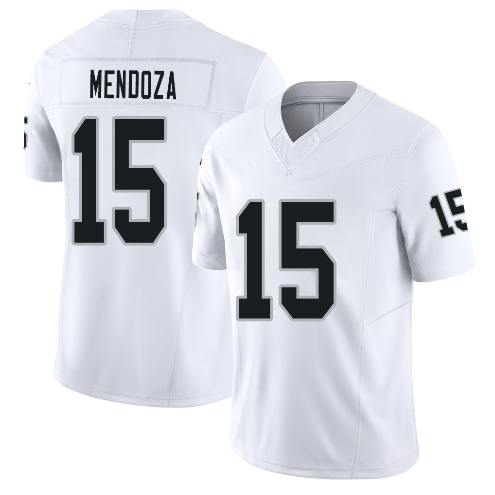 Las Vegas #15 Mendoza Player Football V Neck Short Sleeve White Jersey Fernando For Men Youth Women Gift