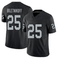 Las Vegas #25 Biletnikoff Player Football V Neck Short Sleeve Balck Jersey Fred For Men Youth Women Gift