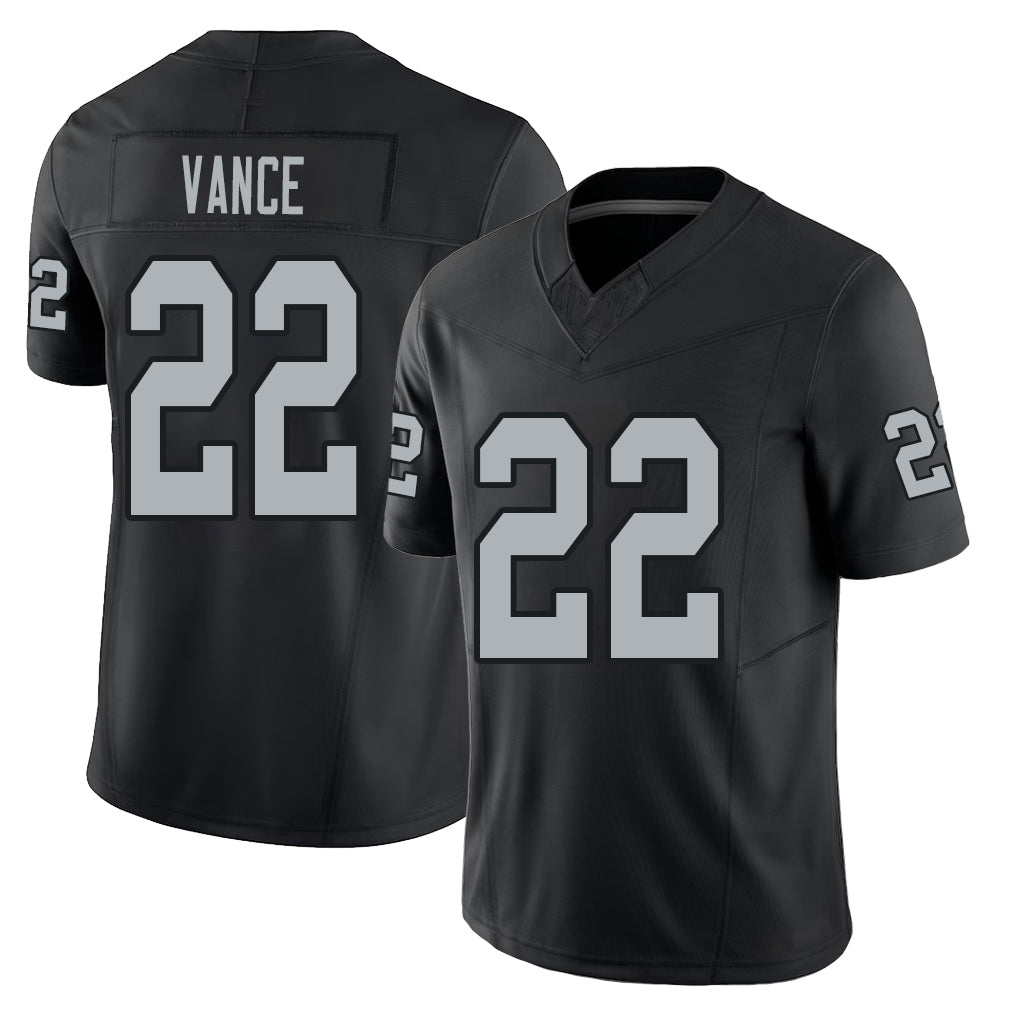 Las Vegas #22 Greedy Player Football V Neck Short Sleeve Balck Jersey Vance For Men Youth Women Gift