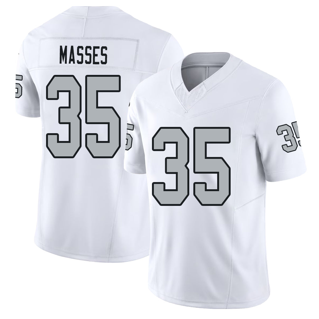 Las Vegas #35 Hezekiah Player Football V Neck Short Sleeve White Jersey Masses For Men Youth Women Gift