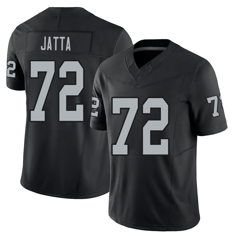 Las Vegas #72 Jatta Player Football V Neck Short Sleeve Balck Jersey Isaiah For Men Youth Women Gift