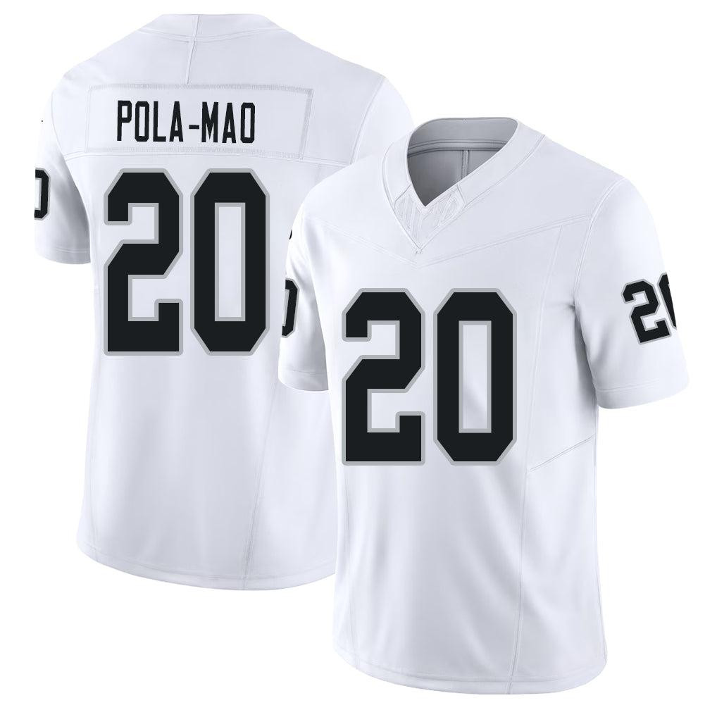 Las Vegas #20 Isaiah Player Football V Neck Short Sleeve White Jersey Pola-Mao For Men Youth Women Gift