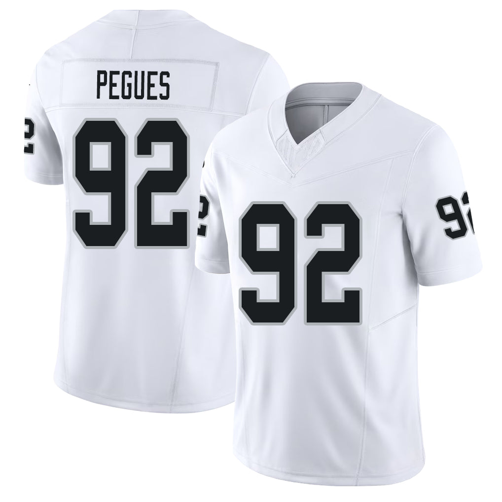 Las Vegas #92 Pegues Player Football V Neck Short Sleeve White Jersey JJ For Men Youth Women Gift