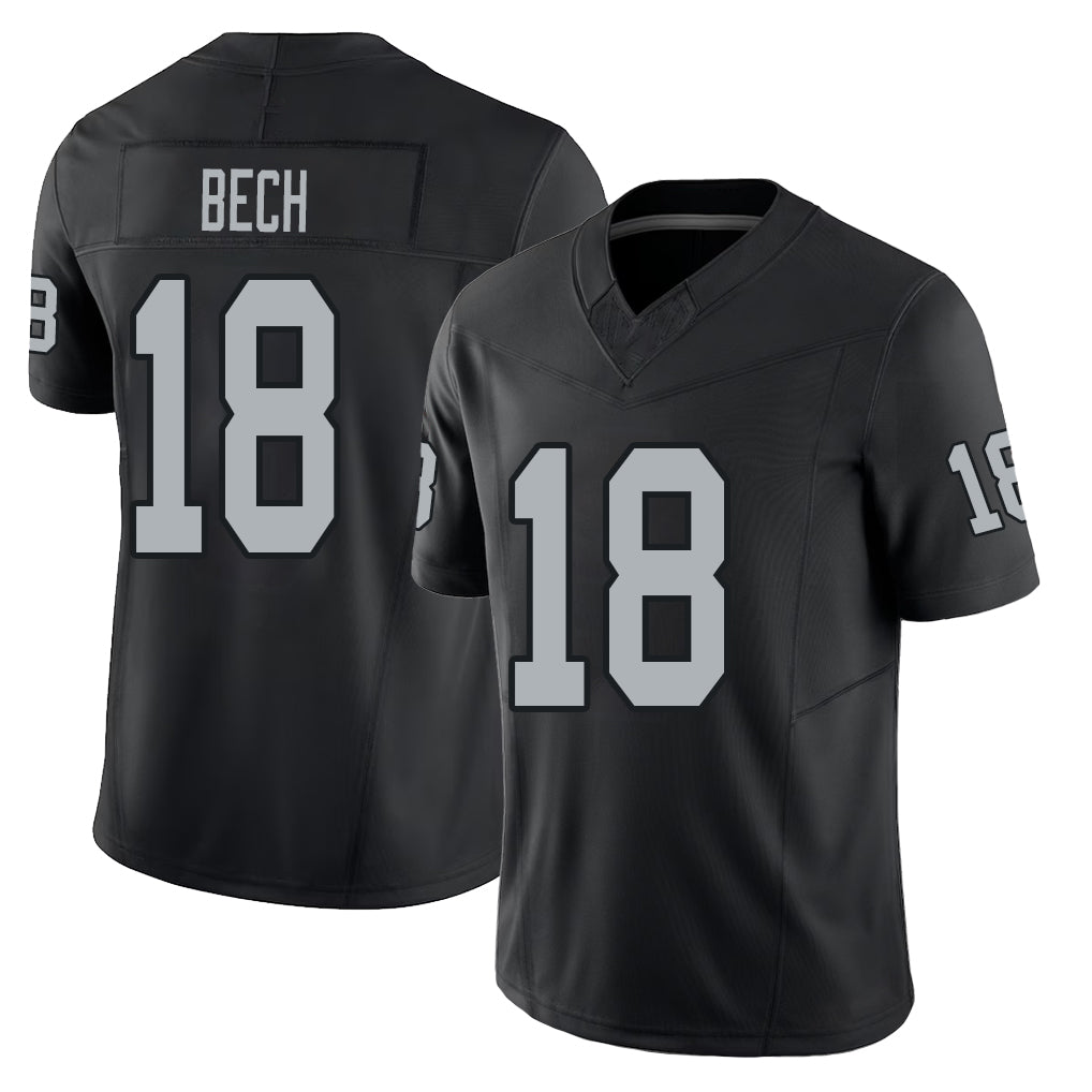 Las Vegas #18 Jack Player Football V Neck Short Sleeve Balck Jersey Bech For Men Youth Women Gift