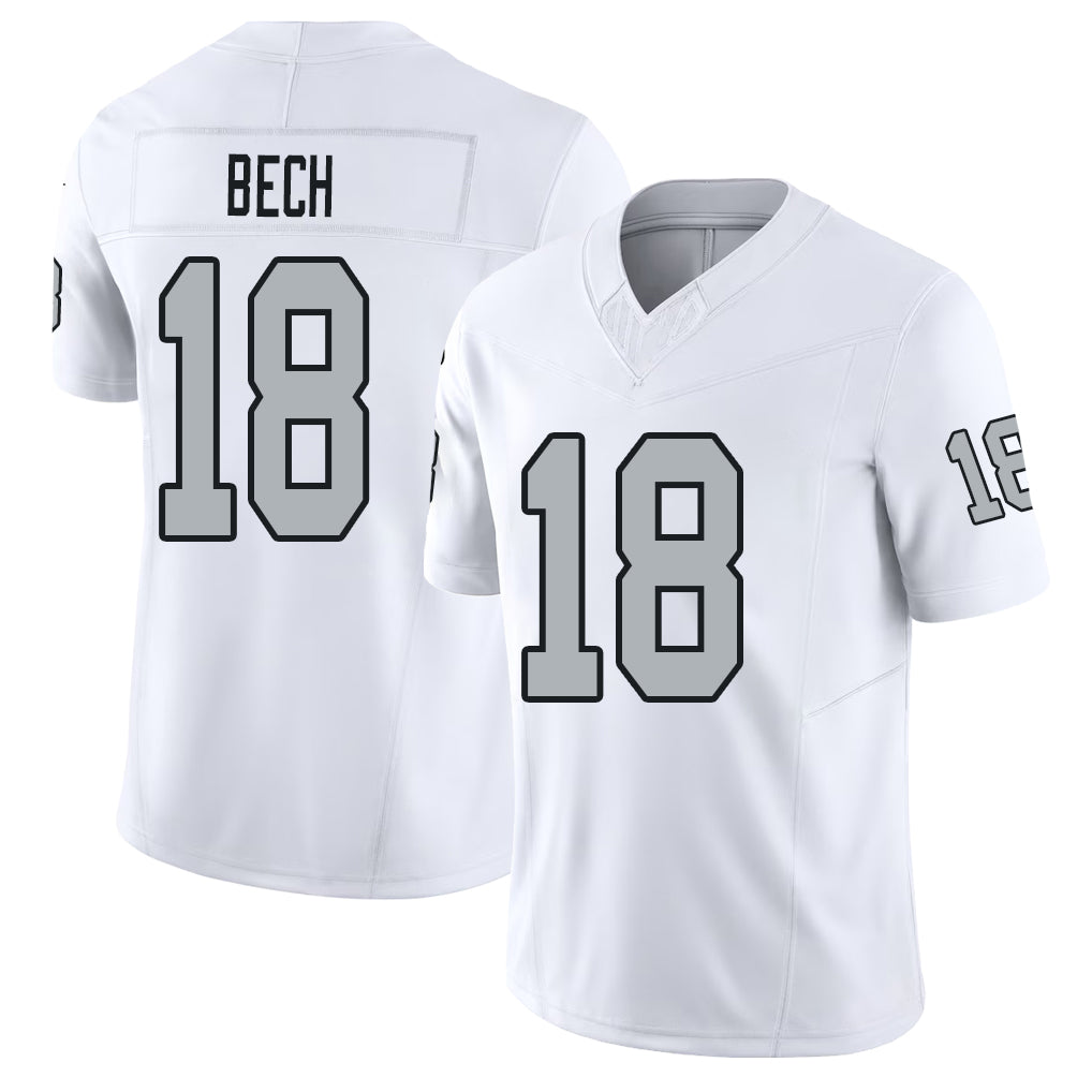 Las Vegas #18 Jack Player Football V Neck Short Sleeve White Jersey Bech For Men Youth Women Gift