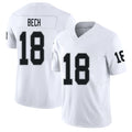 Las Vegas #18 Bech Player Football V Neck Short Sleeve White Jersey Jack For Men Youth Women Gift