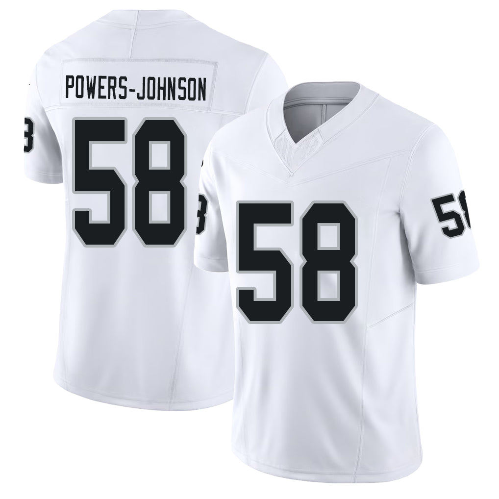 Las Vegas #58 Jackson Player Football V Neck Short Sleeve White Jersey Powers-Johnson For Men Youth Women Gift