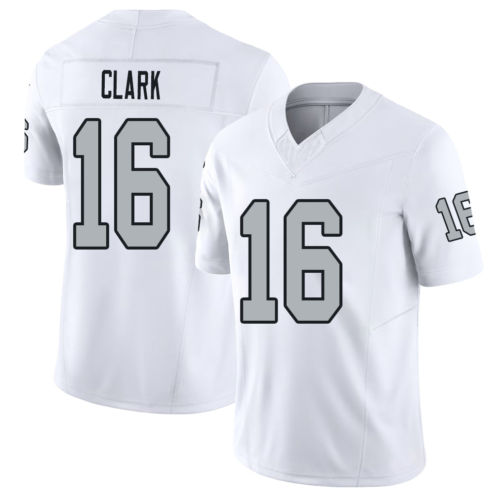 Las Vegas #16 Jacob Player Football V Neck Short Sleeve White Jersey Clark For Men Youth Women Gift