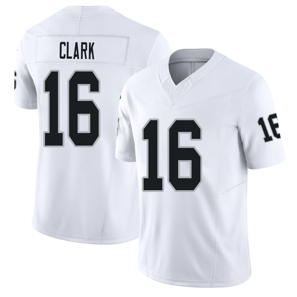 Las Vegas #16 Jacob Player Football V Neck Short Sleeve White Jersey Clark For Men Youth Women Gift