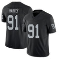Las Vegas #91 Harvey Player Football V Neck Short Sleeve Balck Jersey Jahfari For Men Youth Women Gift