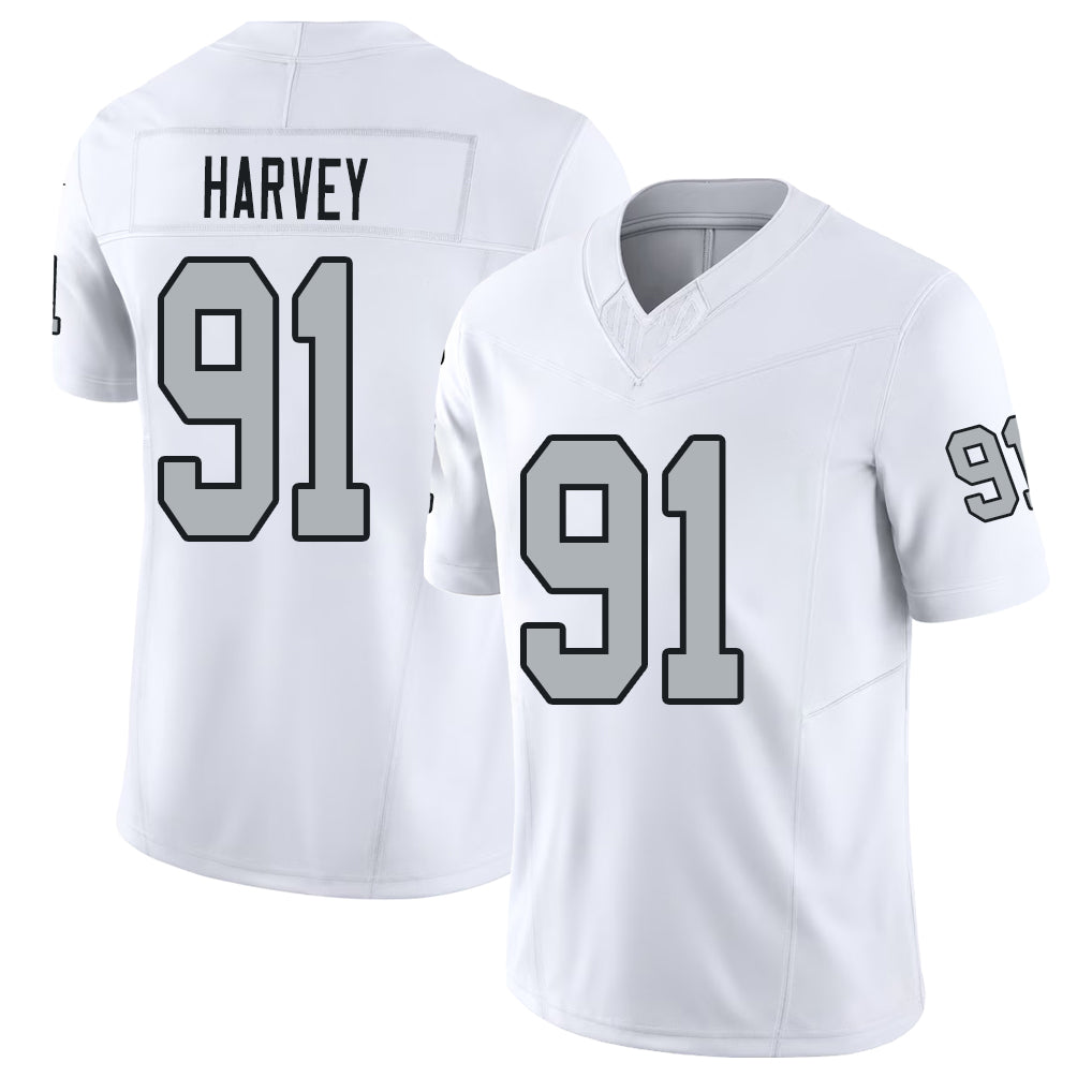 Las Vegas #91 Jahfari Player Football V Neck Short Sleeve White Jersey Harvey For Men Youth Women Gift