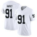 Las Vegas #91 Harvey Player Football V Neck Short Sleeve White Jersey Jahfari For Men Youth Women Gift