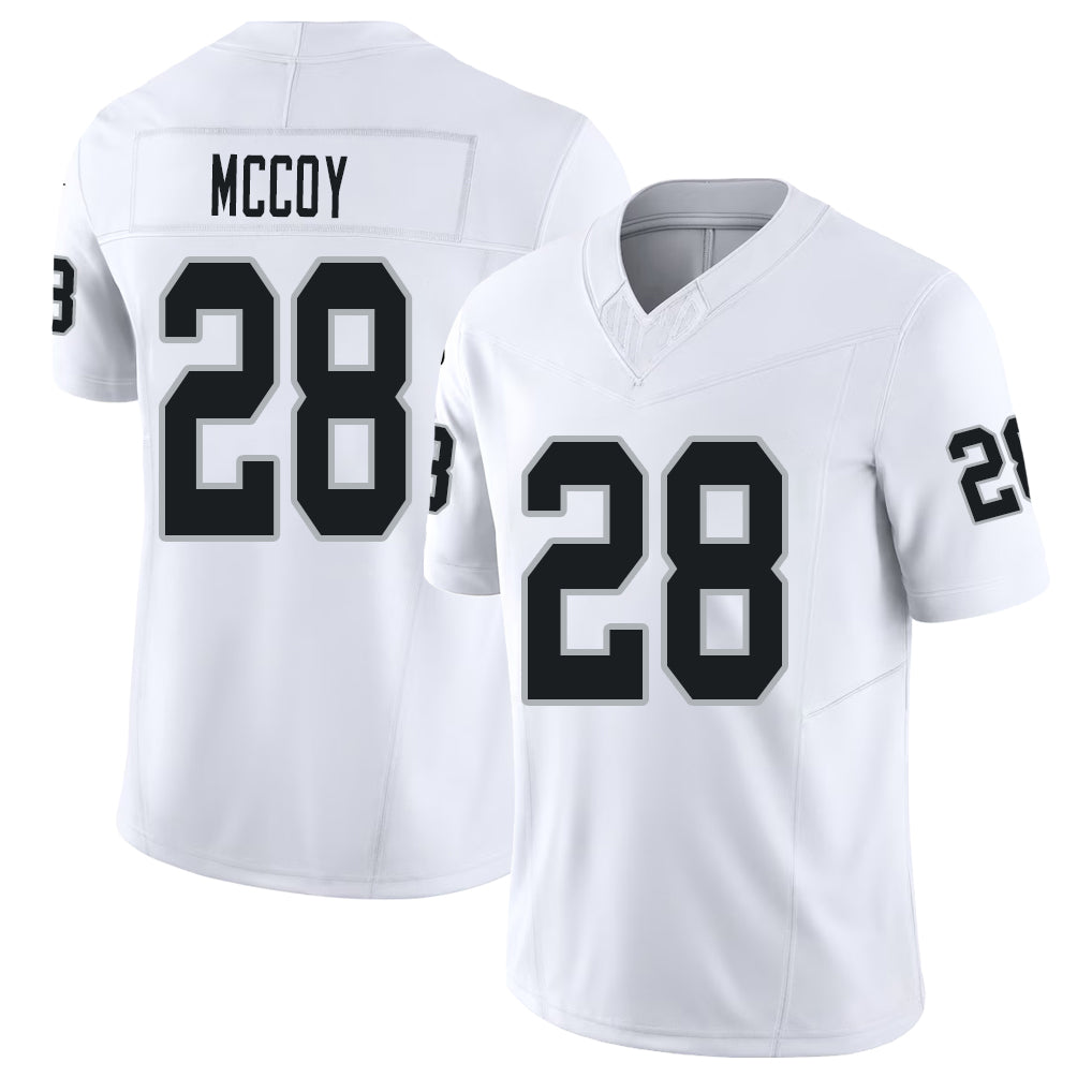 Las Vegas #28 Jermod Player Football V Neck Short Sleeve White Jersey McCoy For Men Youth Women Gift