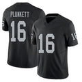 Las Vegas #16 Plunkett Player Football V Neck Short Sleeve Balck Jersey Jim For Men Youth Women Gift