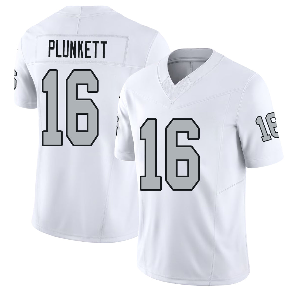 Las Vegas #16 Jim Player Football V Neck Short Sleeve White Jersey Plunkett For Men Youth Women Gift