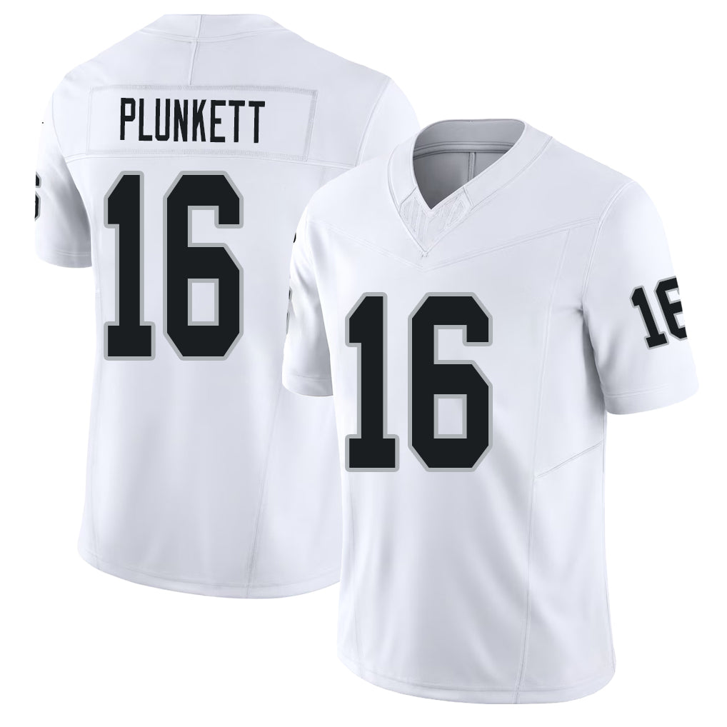 Las Vegas #16 Jim Player Football V Neck Short Sleeve White Jersey Plunkett For Men Youth Women Gift