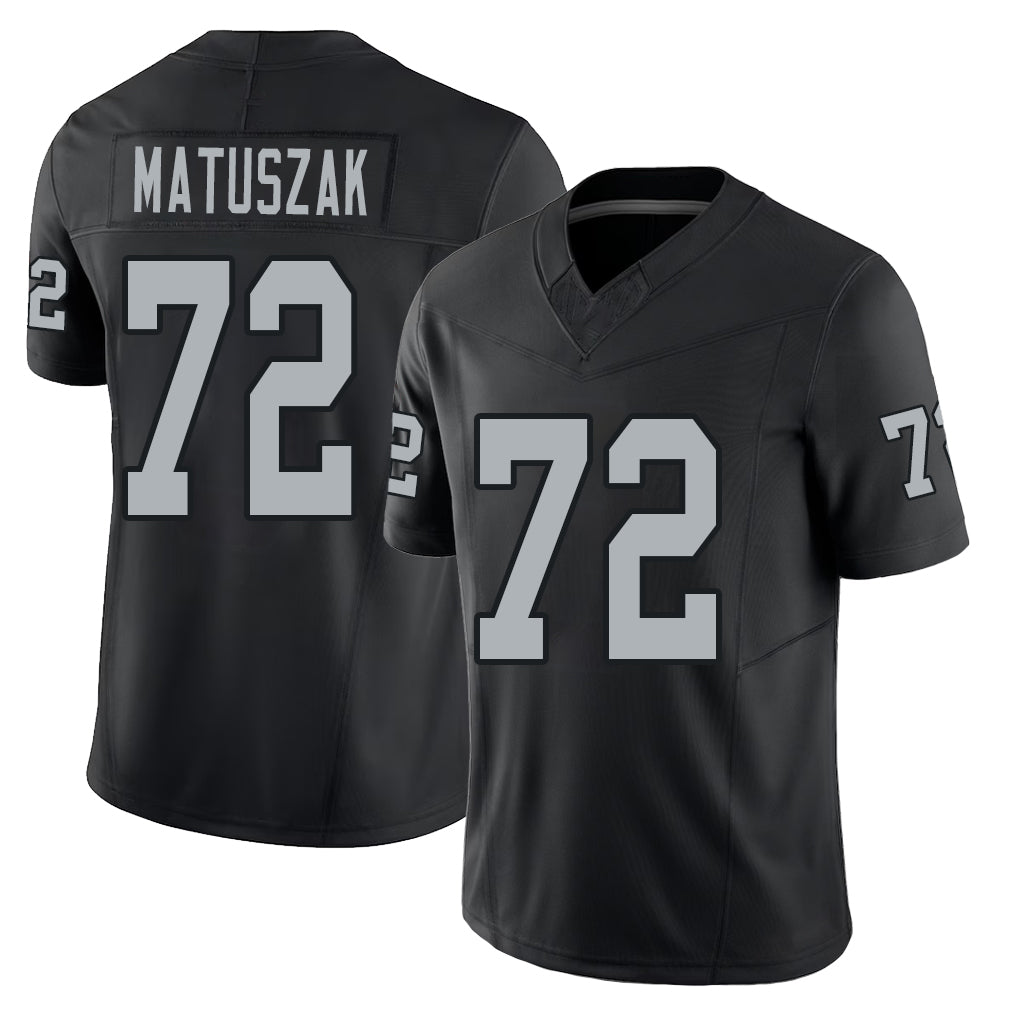Las Vegas #72 Matuszak Player Football V Neck Short Sleeve Balck Jersey John For Men Youth Women Gift
