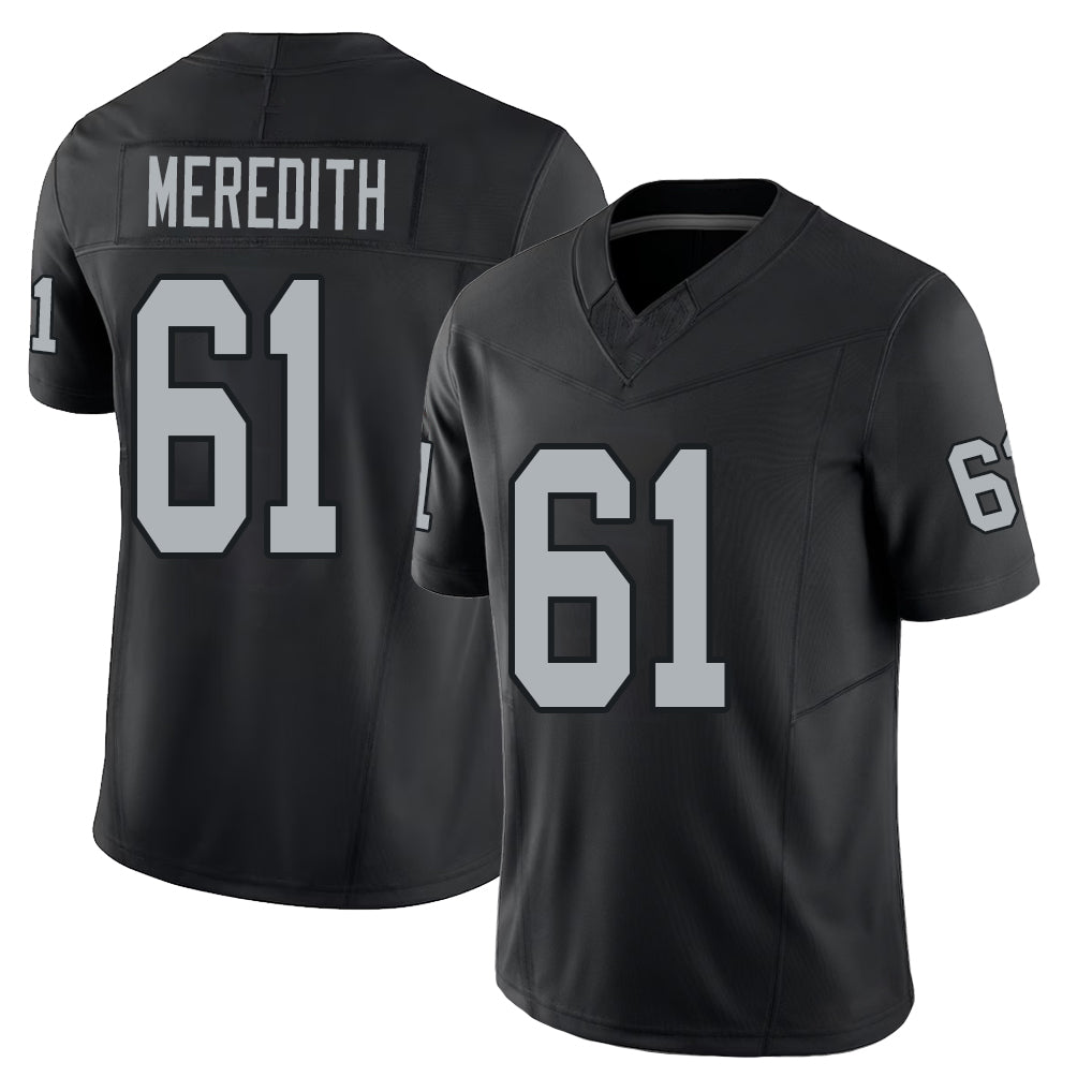 Las Vegas #61 Jordan Player Football V Neck Short Sleeve Balck Jersey Meredith For Men Youth Women Gift