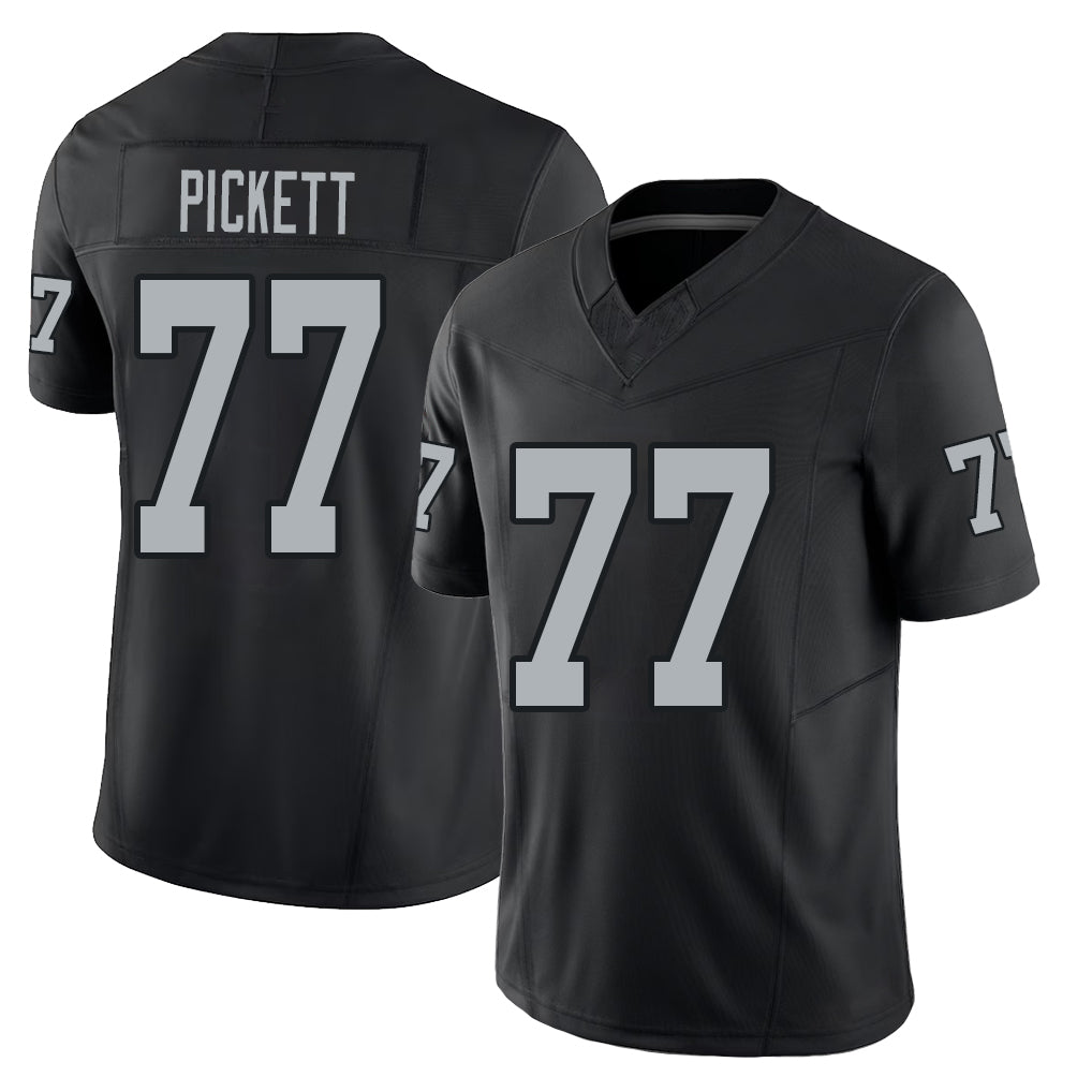 Las Vegas #77 Justin Player Football V Neck Short Sleeve Balck Jersey Pickett For Men Youth Women Gift
