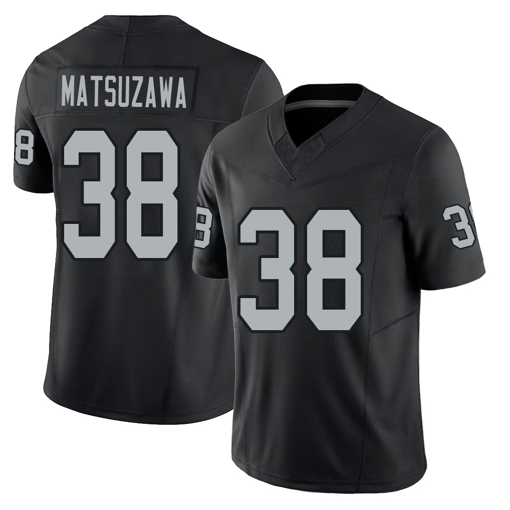 Las Vegas #38 Matsuzawa Player Football V Neck Short Sleeve Balck Jersey Kansei For Men Youth Women Gift