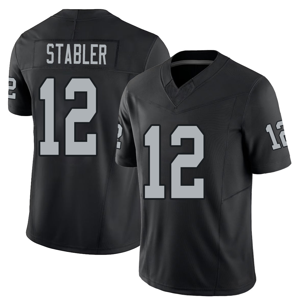 Las Vegas #12 Kenny Player Football V Neck Short Sleeve Balck Jersey Stabler For Men Youth Women Gift