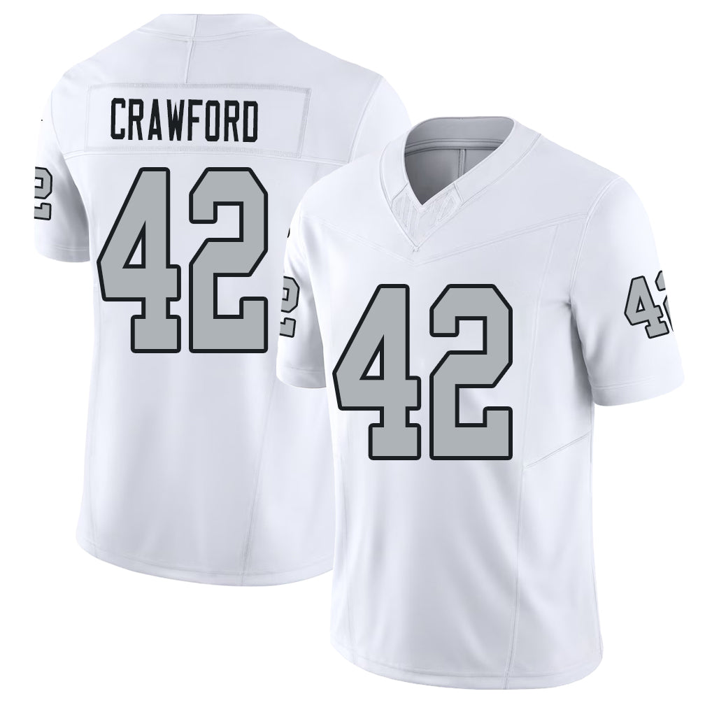 Las Vegas #42 Keyron Player Football V Neck Short Sleeve White Jersey Crawford For Men Youth Women Gift