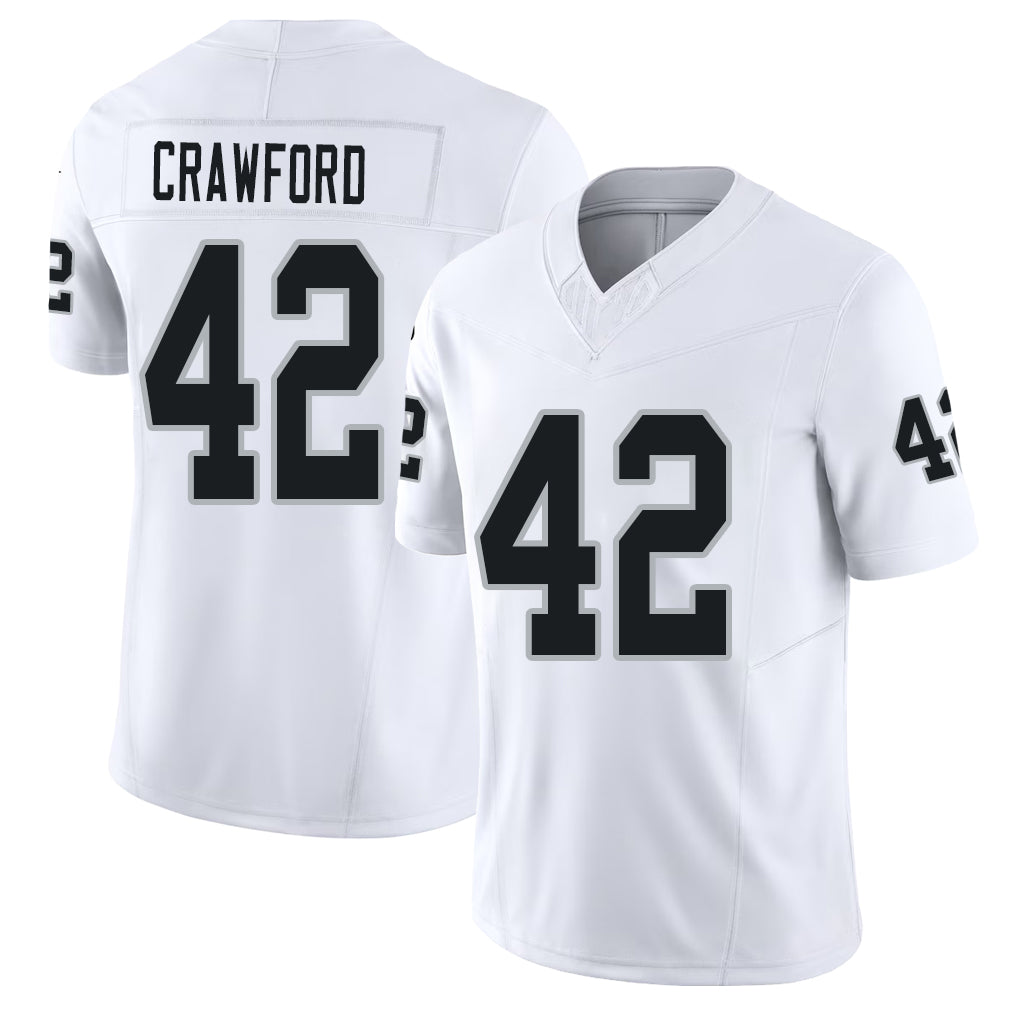 Las Vegas #42 Keyron Player Football V Neck Short Sleeve White Jersey Crawford For Men Youth Women Gift