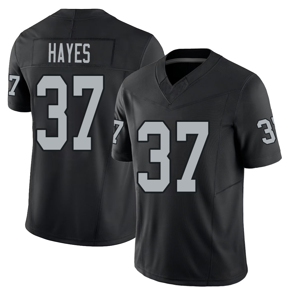 Las Vegas #37 Hayes Player Football V Neck Short Sleeve Balck Jersey Lester For Men Youth Women Gift