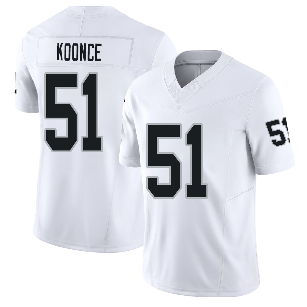 Las Vegas #51 Koonce Player Football V Neck Short Sleeve White Jersey Malcolm For Men Youth Women Gift