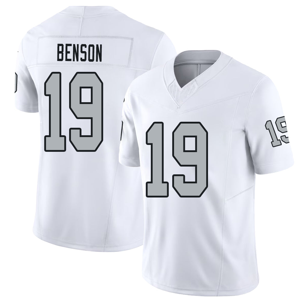 Las Vegas #19 Malik Player Football V Neck Short Sleeve White Jersey Benson For Men Youth Women Gift