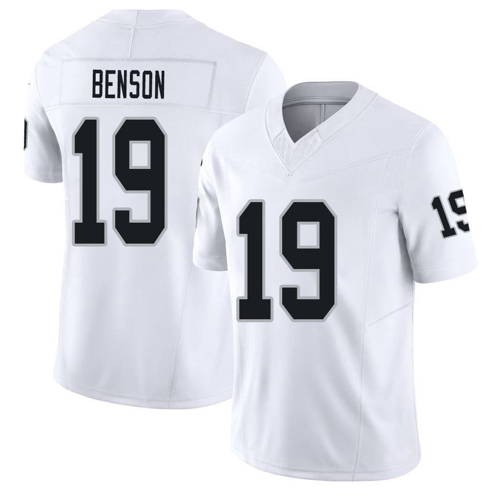 Las Vegas #19 Malik Player Football V Neck Short Sleeve White Jersey Benson For Men Youth Women Gift