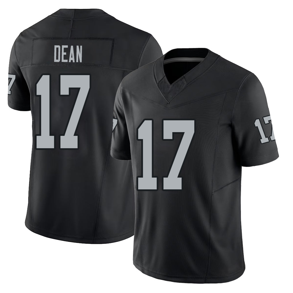 Las Vegas #17 Dean Player Football V Neck Short Sleeve Balck Jersey Nakobe For Men Youth Women Gift