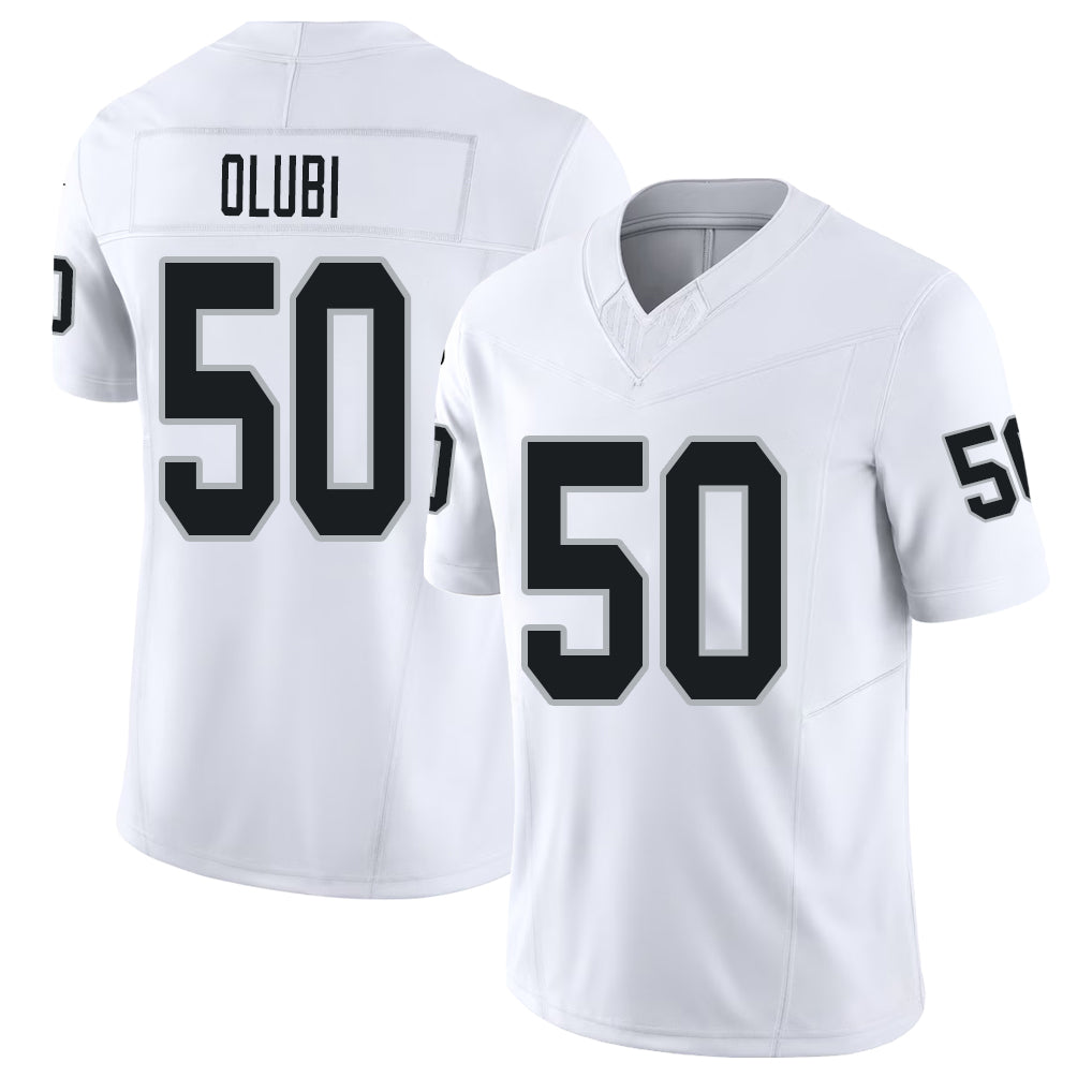 Las Vegas #50 Segun Player Football V Neck Short Sleeve White Jersey Olubi For Men Youth Women Gift