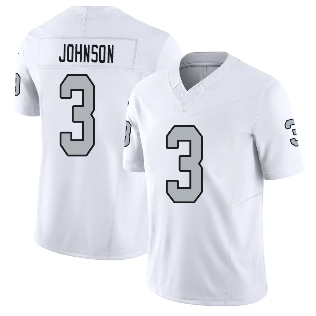 Las Vegas #3 Taron Player Football V Neck Short Sleeve White Jersey Johnson For Men Youth Women Gift