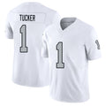 Las Vegas #1 Tre Player Football V Neck Short Sleeve White Jersey Tucker For Men Youth Women Gift