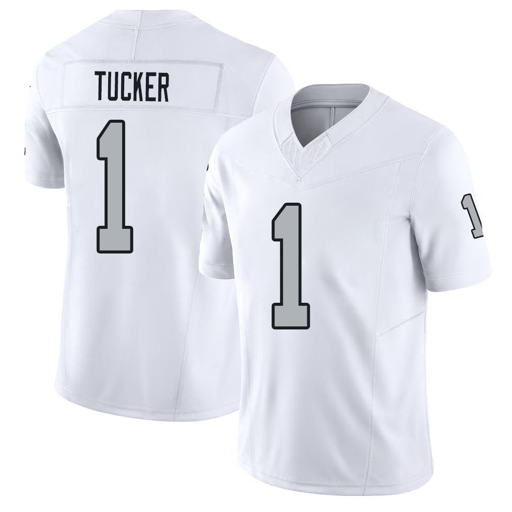 Las Vegas #1 Tre Player Football V Neck Short Sleeve White Jersey Tucker For Men Youth Women Gift