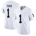 Las Vegas #1 Tre Player Football V Neck Short Sleeve White Jersey Tucker For Men Youth Women Gift