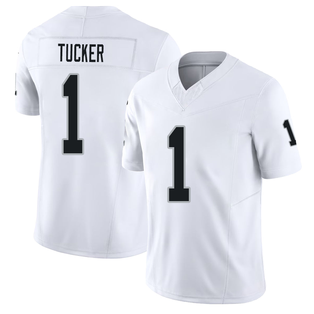 Las Vegas #1 Tre Player Football V Neck Short Sleeve White Jersey Tucker For Men Youth Women Gift