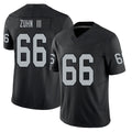 Las Vegas #66 Trey Player Football V Neck Short Sleeve Balck Jersey Zuhn III For Men Youth Women Gift