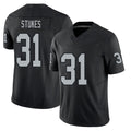 Las Vegas #31 Treydan Player Football V Neck Short Sleeve Balck Jersey Stukes For Men Youth Women Gift
